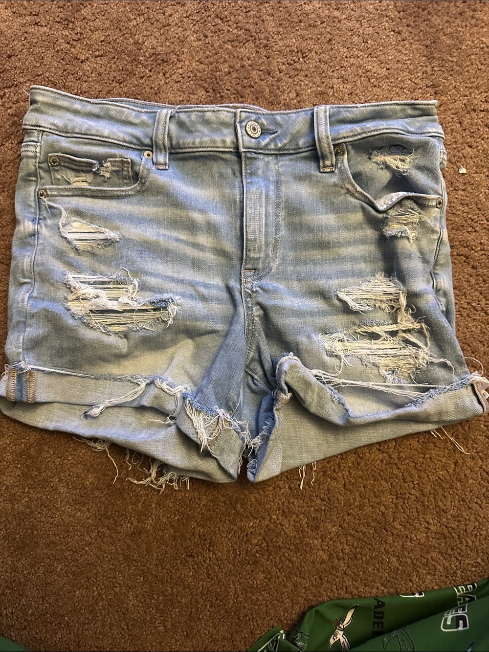 American Eagle Outfitters Light Blue Distressed Denim Cutoff Shorts